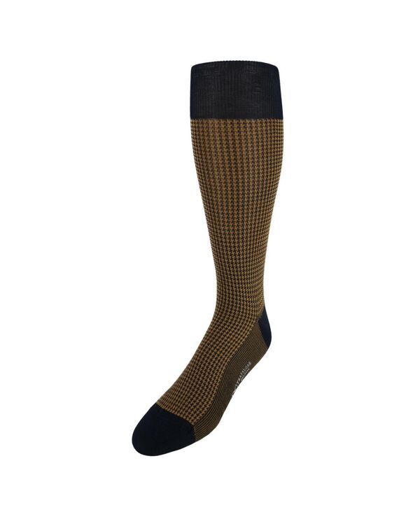 TOOT 【送料無料】 トラファルガー メンズ 靴下 アンダーウェア Men's Doyle Houndstooth Design Mercerized Cotton Mid-Calf Socks Black and gold