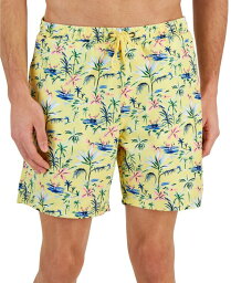 【送料無料】 クラブルーム メンズ ハーフパンツ・ショーツ 水着 Men's Flamingo Floral-Print Quick-Dry 7" Swim Trunks Sunwash Yellow