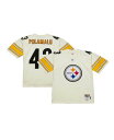 yz ~b`F&lX Y Vc gbvX Men's Troy Polamalu Cream Pittsburgh Steelers Chainstitch Legacy Jersey Cream