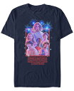 【送料無料】 フィフスサン メンズ Tシャツ トップス Stranger Things Men 039 s Group Shot Fireworks Poster Short Sleeve T-Shirt Navy