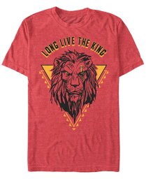 【送料無料】 フィフスサン メンズ Tシャツ トップス Disney Men's The Lion King Live Action Scar Geometric Triangle Short Sleeve T-Shirt Red Heathe