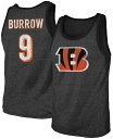 【送料無料】 ファナティクス メンズ タンクトップ トップス Men's Joe Burrow Black Cincinnati Bengals Name Number Tri-Blend Tank Top Black
