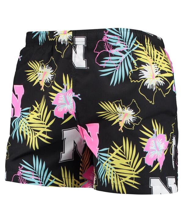 【送料無料】 フォコ メンズ ハーフパンツ・ショーツ 水着 Men's Black Nebraska Huskers Neon Floral Swim Trunks Black