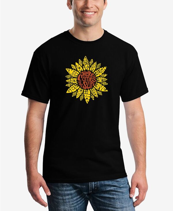 【送料無料】 エルエーポップアート メンズ Tシャツ トップス Men's Sunflower Word Art Short Sleeve T-shirt Black