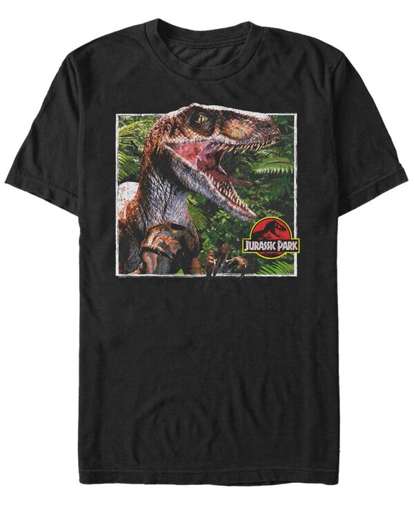【送料無料】 フィフスサン メンズ Tシャツ トップス Jurassic Park Men 039 s Raptor Coming Out of Forest Short Sleeve T-Shirt Black