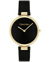 【送料無料】 カルバンクライン レディース 腕時計 アクセサリー Women 039 s Gleam Black Leather Strap Watch 32mm Black