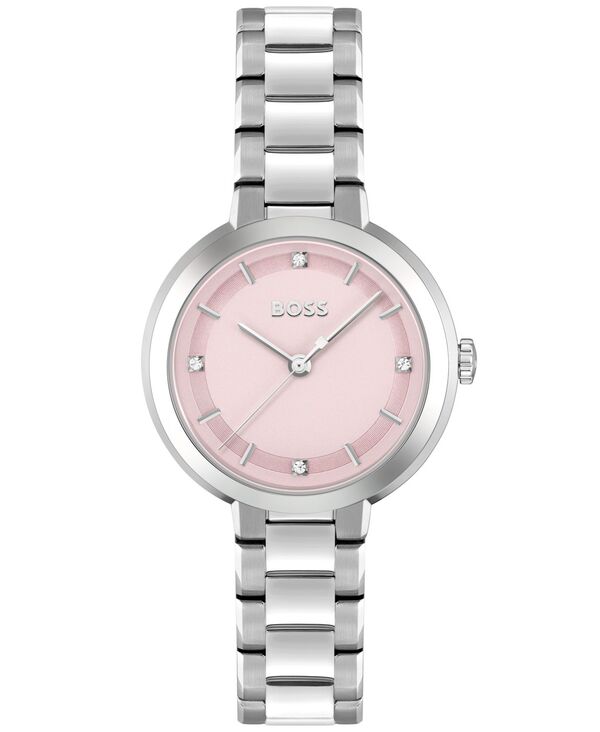 【送料無料】 ボス レディース 腕時計 アクセサリー Women's Sena Quartz Silver-Tone Stainless Steel Watch 34mm Stainless Steel