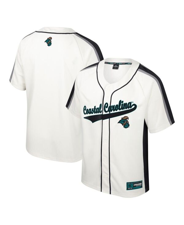 【送料無料】 コロシアム メンズ シャツ トップス Men's Cream Distressed Coastal Carolina Chanticleers Ruth Button-Up Baseball Jersey Cream