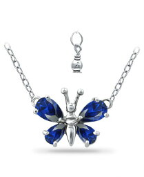 【送料無料】 ジャーニ ベルニーニ レディース ネックレス・チョーカー・ペンダントトップ アクセサリー Simulated Blue Sapphire Butterfly Necklace Sterling Silver Dark Blue