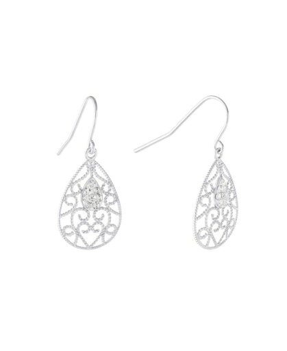 【送料無料】 ジャーニ ベルニーニ レディース ピアス・イヤリング アクセサリー Crystal (0.16 ct.t.w) Filigree Tear Drop Earrings in Sterling Silver White 【送料無料】 ジャーニ ベルニーニ レディース ピアス・イヤリング アクセサリー Crystal (0.16 ct.t.w) Filigree Tear Drop Earrings in Sterling Silver White