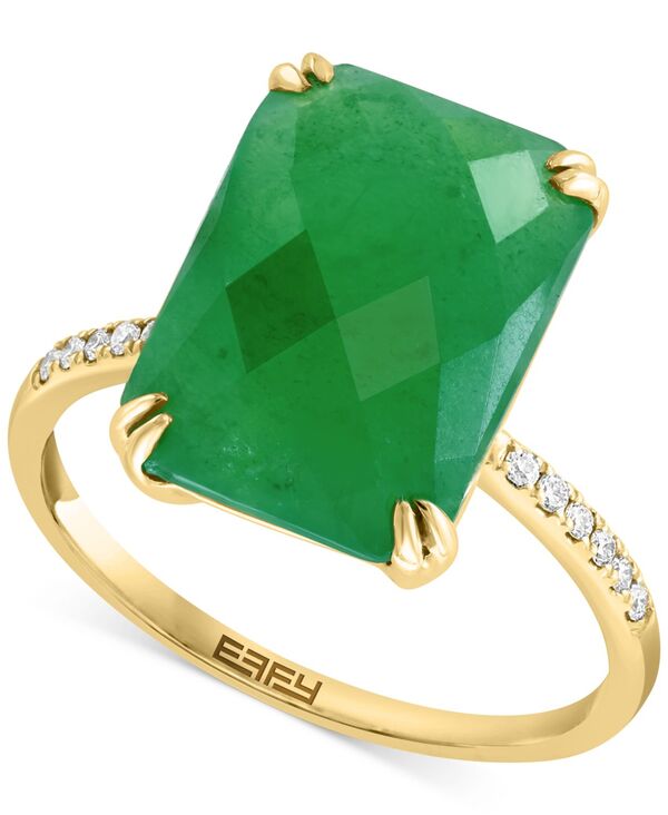 yz GtB[ fB[X O ANZT[ EFFY&reg; Dyed Jade & Diamond (1/20 ct. t.w.) Statement Ring in 14k Gold Yellow Gold