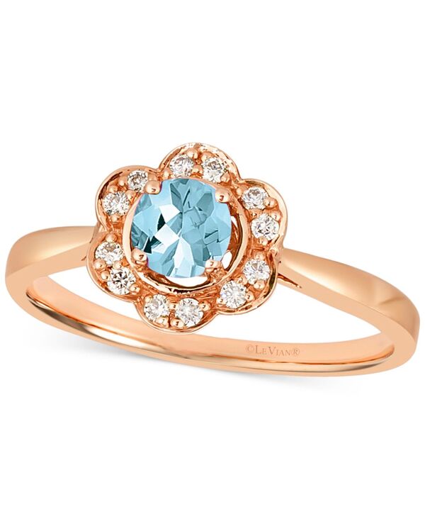 yz  @ fB[X O ANZT[ Blueberry Sapphire (1/3 ct. t.w.) & Vanilla Diamond (1/8 ct. t.w.) Flower Halo Ring in 14k Rose Gold No Color