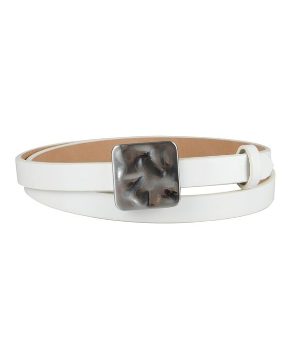 【送料無料】 カルバンクライン レディース ベルト アクセサリー Women's Skinny Hammered Plaque Buckle Belt White