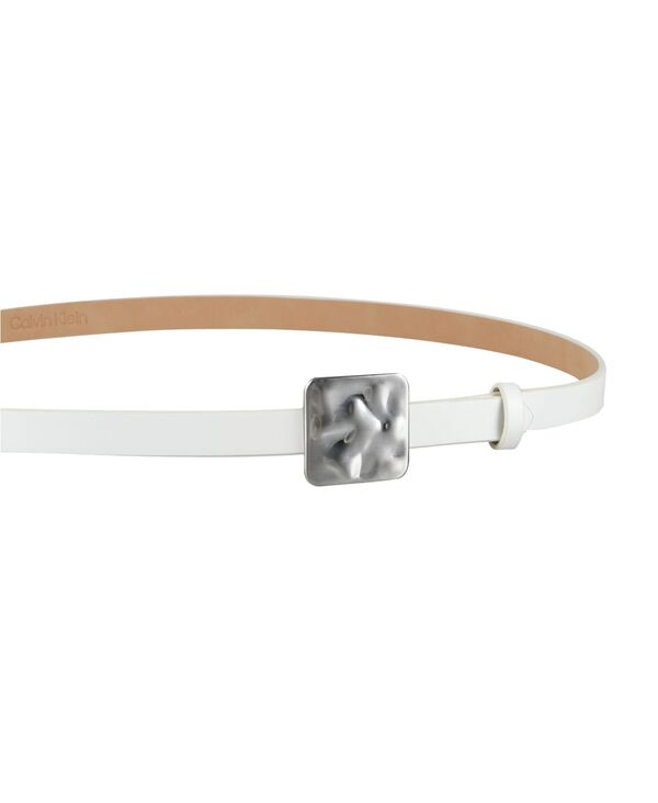 【送料無料】 カルバンクライン レディース ベルト アクセサリー Women's Skinny Hammered Plaque Buckle Belt White