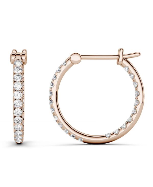 yz `[Y Ah Ro[h fB[X sAXECO ANZT[ Moissanite Hoop Earrings 3/8 ct. t.w. Diamond Equivalent in 14k White Gold or Rose Gold Rose Gold