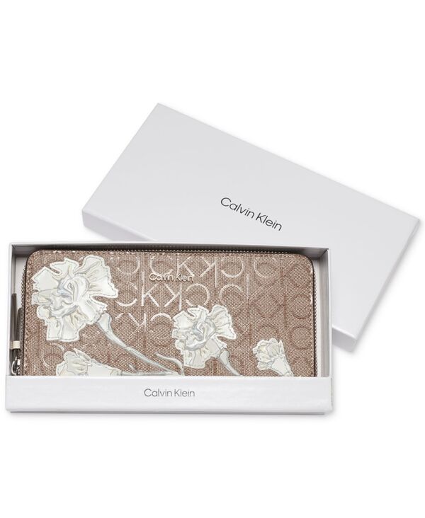 カルバンクライン 【送料無料】 カルバンクライン レディース 財布 アクセサリー Audrey Floral Signature Boxed Wallet Almond Multi