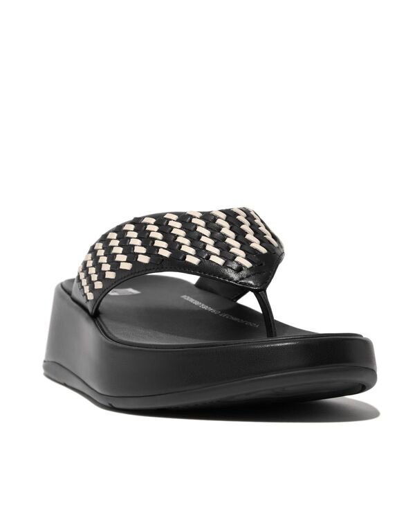 楽天ReVida 楽天市場店【送料無料】 フィットフロップ レディース サンダル シューズ Women's F-Mode Woven-Leather Flatform Toe-Post Sandals Black