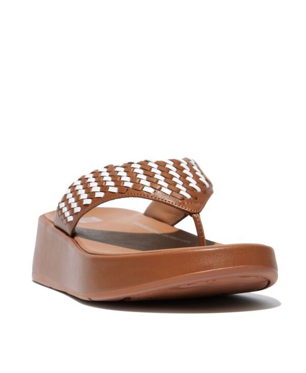 楽天ReVida 楽天市場店【送料無料】 フィットフロップ レディース サンダル シューズ Women's F-Mode Woven-Leather Flatform Toe-Post Sandals Light Tan