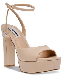 【送料無料】 スティーブ マデン レディース サンダル シューズ Women's Assured Ankle-Strap Platform Dress Sandals Almond Leather