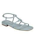 【送料無料】 カルバンクライン レディース サンダル シューズ Women's Sindy Square Toe Strappy Flat Sandals Light Blue Patent- Faux Patent Leather - Polyurethane