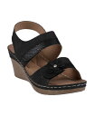 【送料無料】 ジーシーシューズ レディース サンダル シューズ Women's Tulip Stay-Put Double Band Flower Wedge Sandals Black