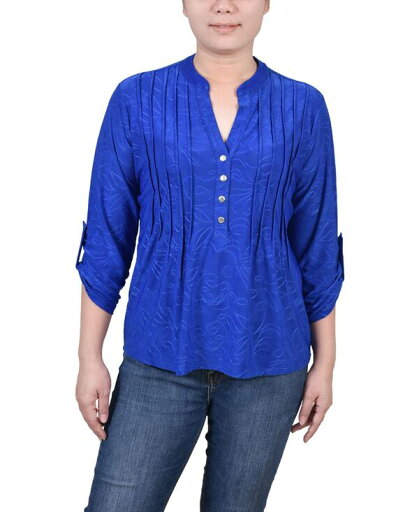 【送料無料】 ニューヨークコレクション レディース シャツ トップス Petite 3/4 Roll Tab Pullover Top Surf The Web 【送料無料】 ニューヨークコレクション レディース シャツ トップス Petite 3/4 Roll Tab Pullover Top Surf The Web