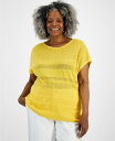 【送料無料】 スタイルアンドコー レディース ニット セーター アウター Plus Size Dolman-Sleeve Sweater Cornmeal Yellow