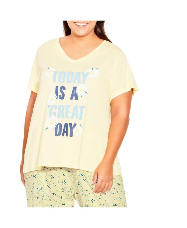 【送料無料】 アベニュー レディース ナイトウェア アンダーウェア Plus Size Short Sleeve Great Day Sleep Top Great day