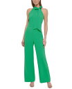 yz BXJ[g fB[X WvX[c gbvX Women's Signature Stretch Crepe Bow-Neck Halter Jumpsuit Kelly Green