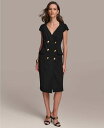 【送料無料】 ダナキャラン レディース ワンピース トップス Women 039 s Cap-Sleeve Double-Breasted Blazer Dress Black