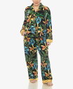 【送料無料】 ホワイトマーク レディース ナイトウェア アンダーウェア Plus Size 2 Pc. Wildflower Print Pajama Set Black