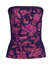 yz YGh fB[X gbv̂  Women's Chlorine Resistant Bandeau Tankini Swimsuit Top with Removable Adjustable Straps Blackberry ornate floral