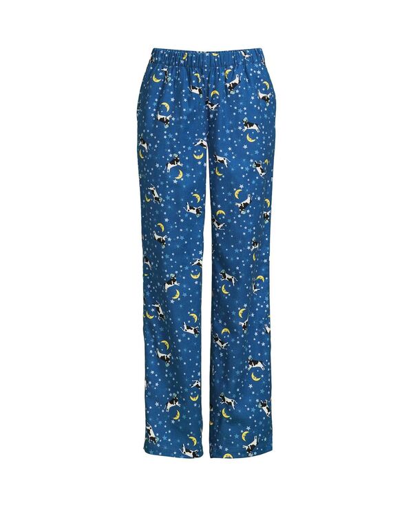【送料無料】 ランズエンド レディース ナイトウェア アンダーウェア Women 039 s Print Flannel Pajama Pants Evening blue starry night cow