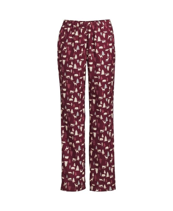 【送料無料】 ランズエンド レディース ナイトウェア アンダーウェア Women 039 s Print Flannel Pajama Pants Rich burgundy woodland scene