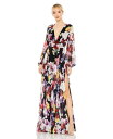 【送料無料】 マックダガル レディース ワンピース トップス Women's Ieena Floral Print Illusion Long Sleeve V...