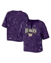 【送料無料】 ウェア バイ エリン アンドルーズ レディース Tシャツ トップス Women's Purple Washington Huskies Bleach Wash Splatter Cropped Notch Neck T-shirt Purple