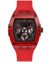 QX Y rv ANZT[ Men's Red Silicone Strap Watch 43mm Red