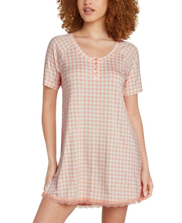 【送料無料】 ハニーデュー インティメッツ レディース ナイトウェア アンダーウェア Women 039 s Lovely Morning Gingham Sleepshirt Apricot Gingham