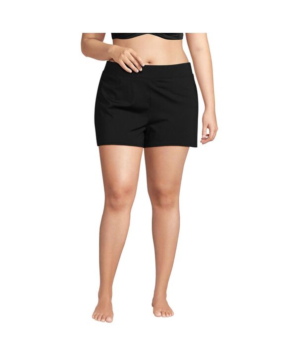 【送料無料】 ランズエンド レディース ボトムスのみ 水着 Women's Chlorine Resistant Smoothing Control 3" Swim Short Black