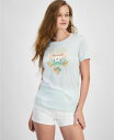 【送料無料】 ゲス レディース シャツ トップス Women 039 s Embellished Mansion Logo Easy T-Shirt MISTY TEAL