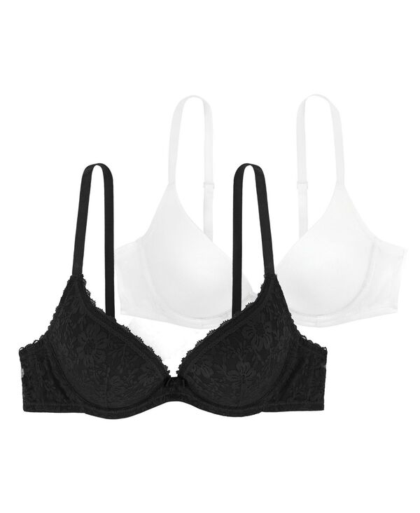 楽天ReVida 楽天市場店【送料無料】 ドリーナ レディース ブラジャー アンダーウェア Women's Sonia 2 Pc. All Lace Push Up Bra D17256A5-2P-Z03 Black White