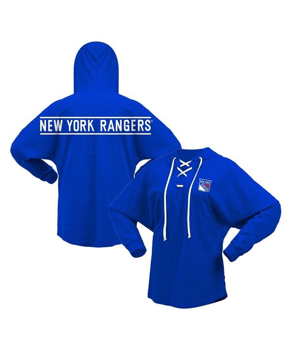 ファナティクス レディース トップス Tシャツ Vネック シャツ レース ジャージー パーカー Fanatics Women's Blue New York Rangers Jersey Lace-Up V-Neck Long Sleeve Hoodie T-shirt Blue ブルー