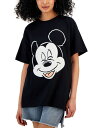【送料無料】 ディズニー レディース シャツ トップス Juniors' Mickey Graphic Face T-Shirt Black(4)