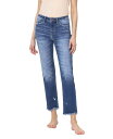  フライングモンキー レディース デニムパンツ ジーンズ ボトムス Women's High Rise Slim Raw Hem Straight Jeans Amazingly blue