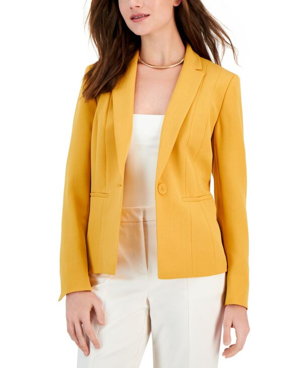 【送料無料】 カスパール レディース ジャケット・ブルゾン ブレザー アウター Crepe One-Button Blazer Gold Signature