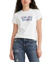 【送料無料】 リーバイス レディース シャツ トップス Women 039 s Perfect Graphic Logo Cotton T-shirt Bw Tropical Flower Fill Bright White