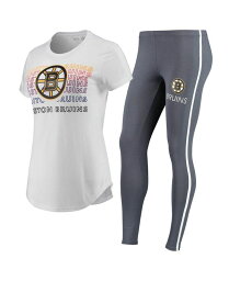 【送料無料】 コンセプツ スポーツ レディース レギンス ボトムス Women's White Charcoal Boston Bruins Sonata T-shirt and Leggings Set White Charcoal