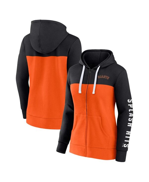 【送料無料】 ファナティクス レディース ジャケット・ブルゾン アウター Women's Black Orange San Francisco Giants Take The Field Colorblocked Hoodie Full-Zip Jacket Black Orange