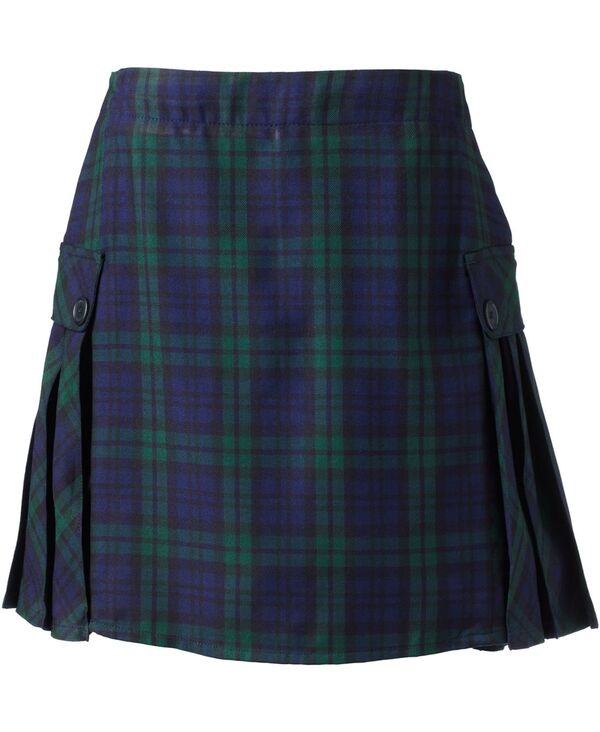 ランズエンド レディース ボトムス スカート Lands' End Women's School Uniform Side Pleat Plaid Skort Above the Knee Classic Navy/Evergreen Plaid ネイビー