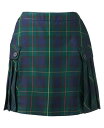 【送料無料】 ランズエンド レディース スカート ボトムス Women's Side Pleat Plaid Skort Above the Knee Hunter/Classic Navy Plaid